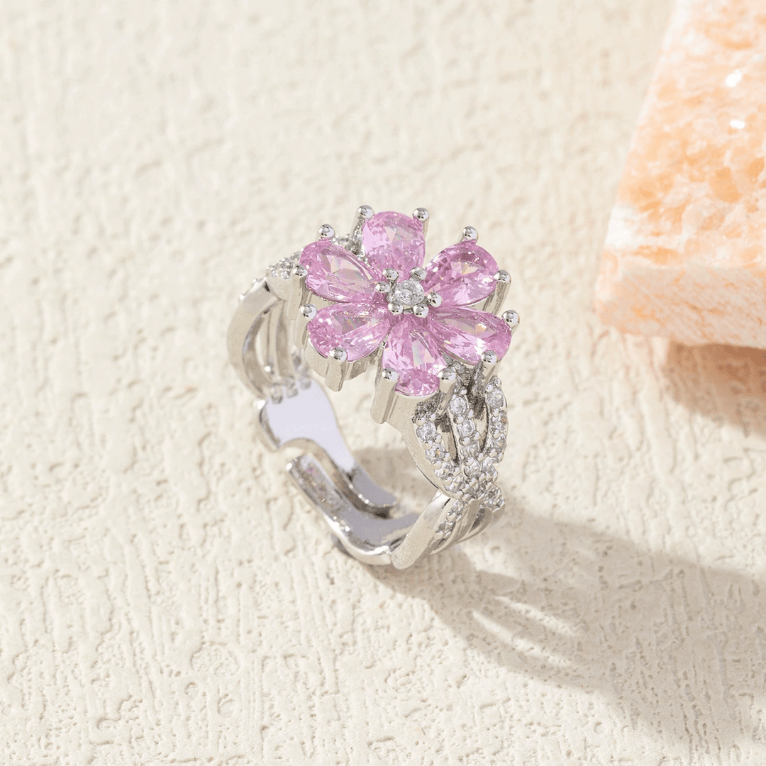 Timeless Floral Pink Zirconia Ring