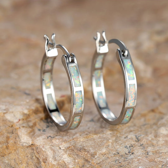Timeless  Boho Opal Hoop Earrings