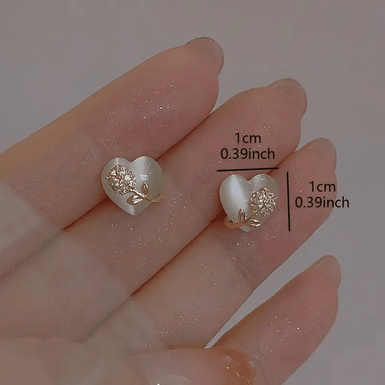Timeless Style Heart-Shaped Rose Earrings