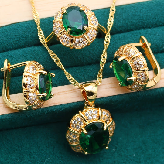 Timeless Elegant Multi-Color Cubic Zirconia Jewelry Set