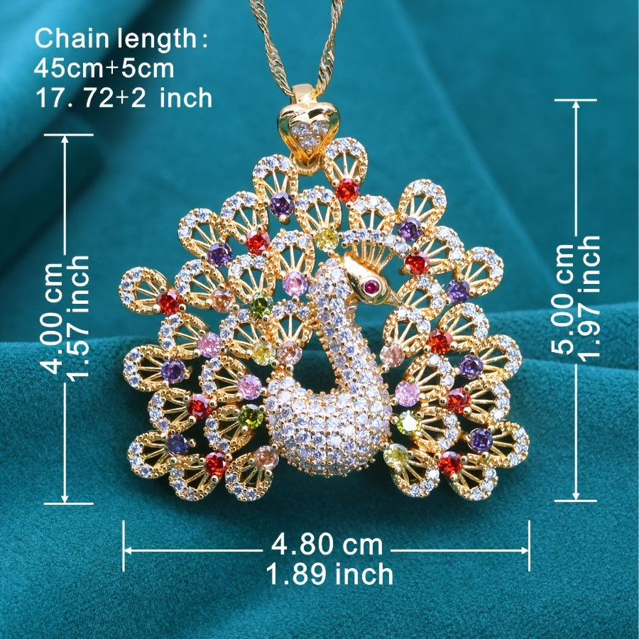 Elegant Peacock-Inspired PeaRooster Pendant Necklace