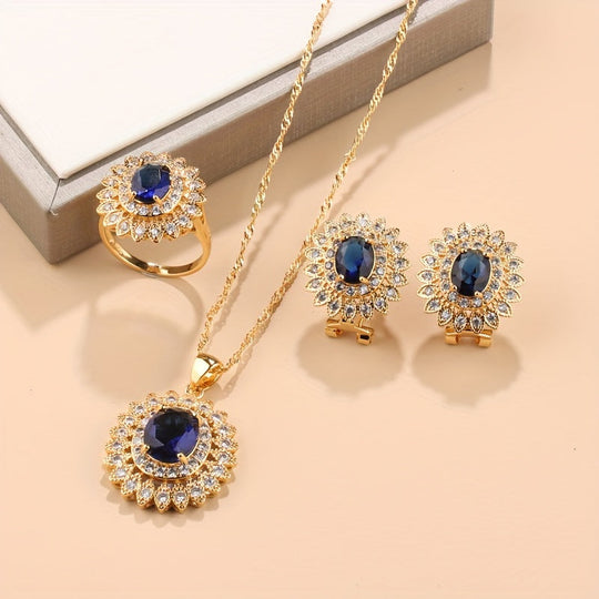4pcs Stylish Sunflower Jewelry Set