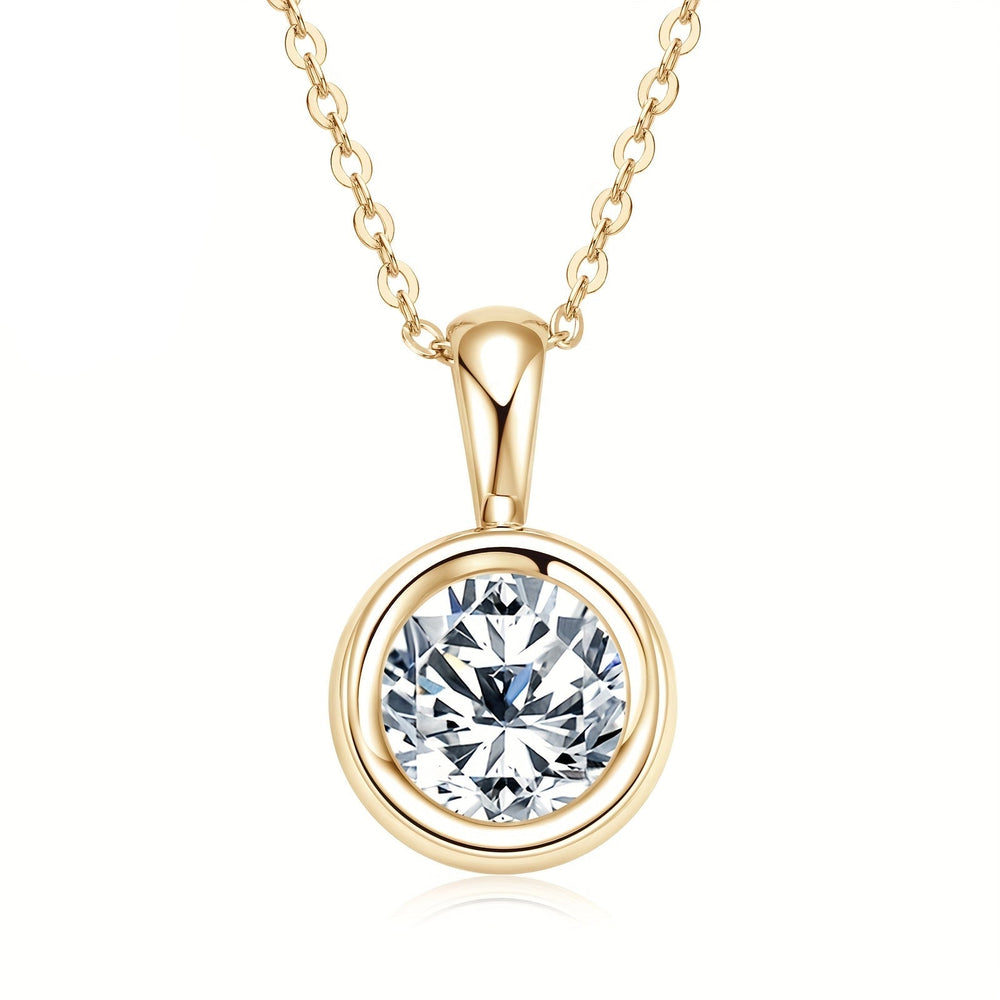 2-Carat 8mm Round Cut Moissanite Pendant Necklace