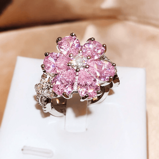 Timeless Floral Pink Zirconia Ring