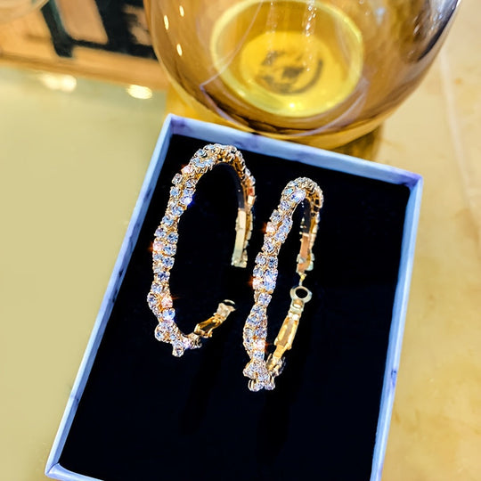 Modern Bling Hollow-Out Circle Earrings