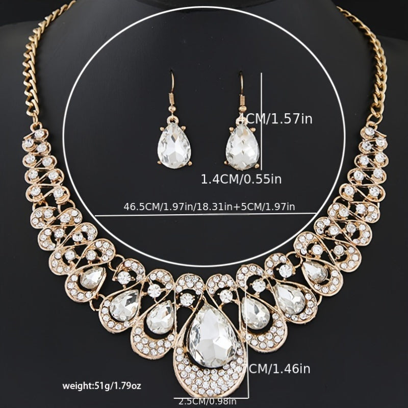 Stylish Gemstone Collar Necklace & Earrings Set