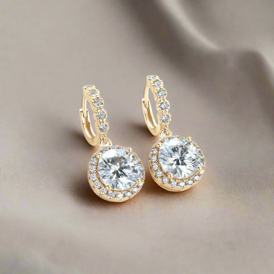 Stylish Round Moissanite & Zirconia Earrings