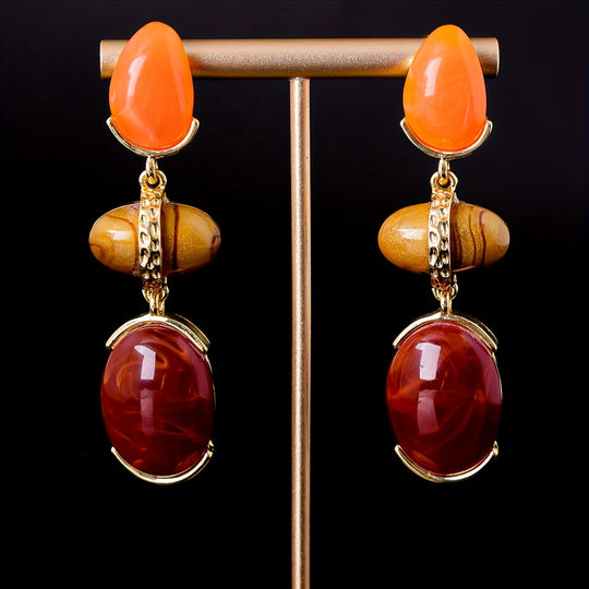Retro Modern Oval Teardrop Earrings