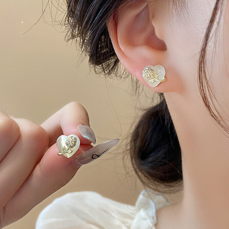 Timeless Style Heart-Shaped Rose Earrings