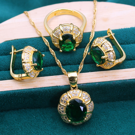 Timeless Elegant Multi-Color Cubic Zirconia Jewelry Set
