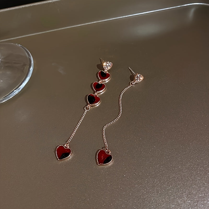Timeless Inspired Asymmetrical Heart Chain Earrings