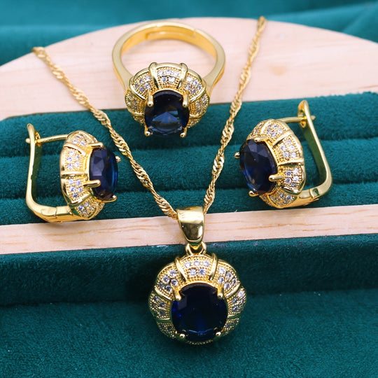 Timeless Elegant Multi-Color Cubic Zirconia Jewelry Set