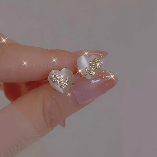 Timeless Style Heart-Shaped Rose Earrings
