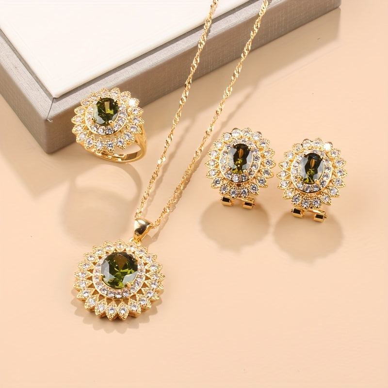 4pcs Stylish Sunflower Jewelry Set