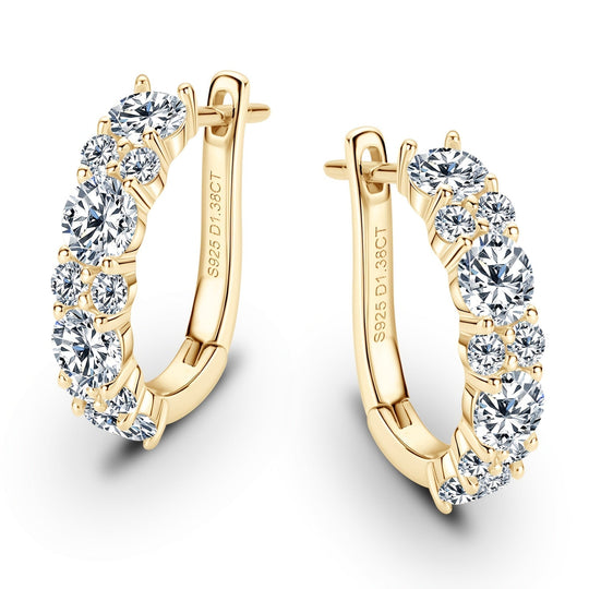 Round Moissanite Silver Earrings