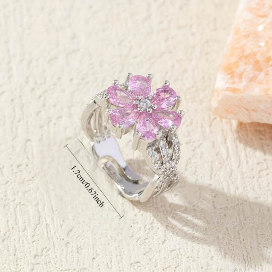 Timeless Floral Pink Zirconia Ring