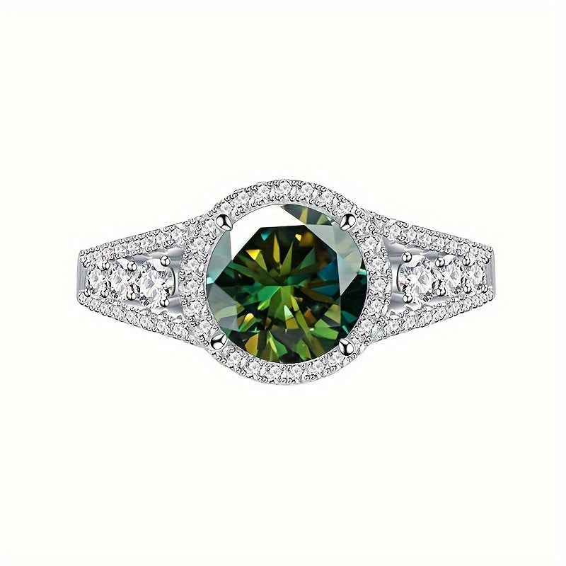 Trendy Blue Moissanite Ring